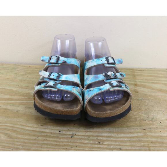 Birkenstock Papillio Sandals Womens 8 Florida Blue Pixel Soft Foot Bed Narrow - Picture 2 of 7